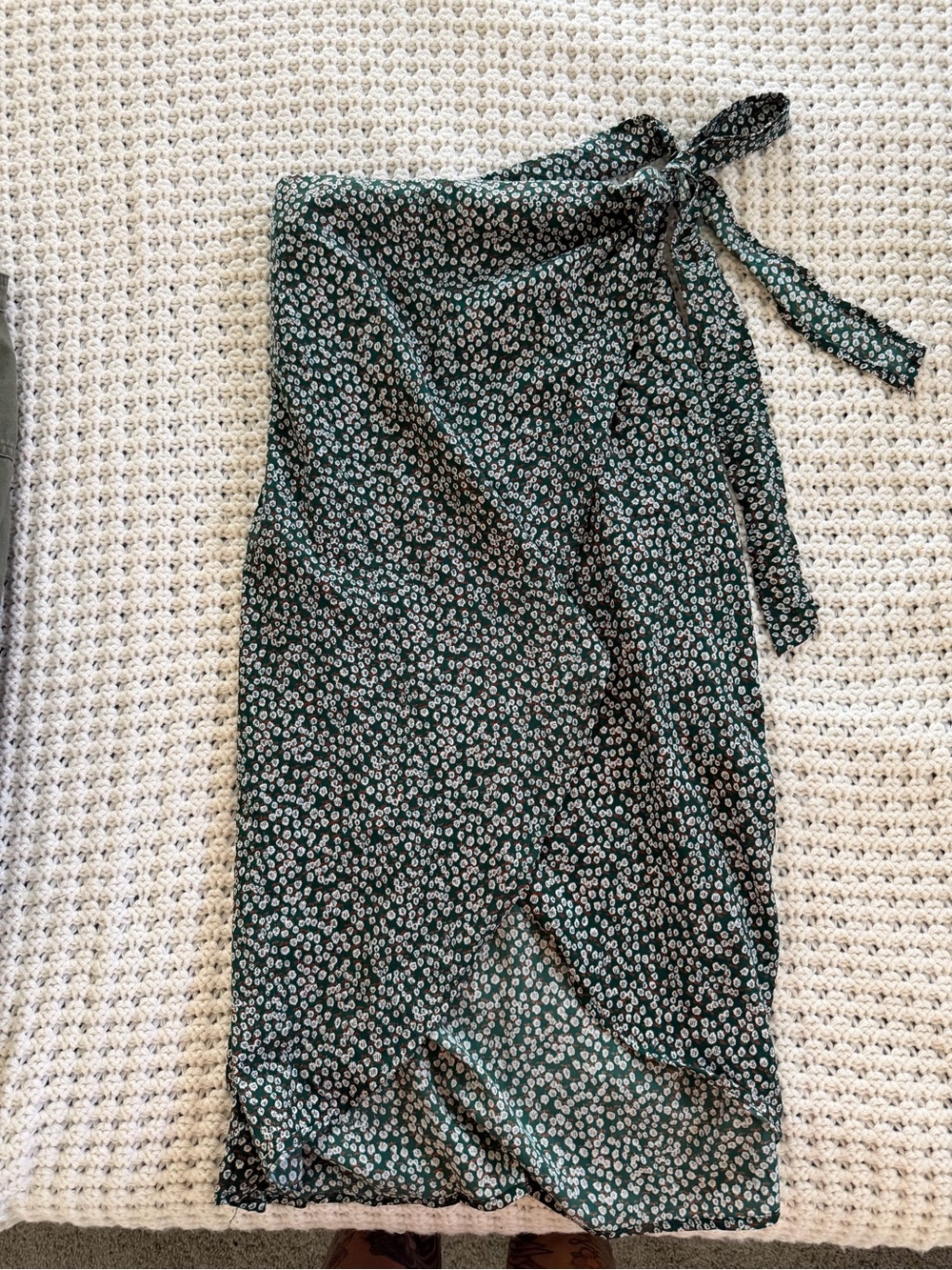 Princess Polly Dark Green Floral Wrap Midi Skirt